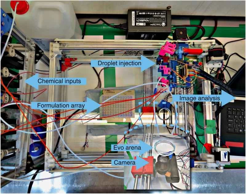 ロボット実験で油と水の進化を再現