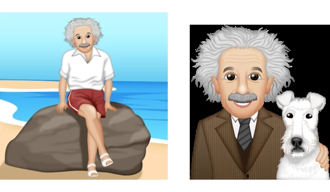 ビーチでチコと過ごすアインシュタイン