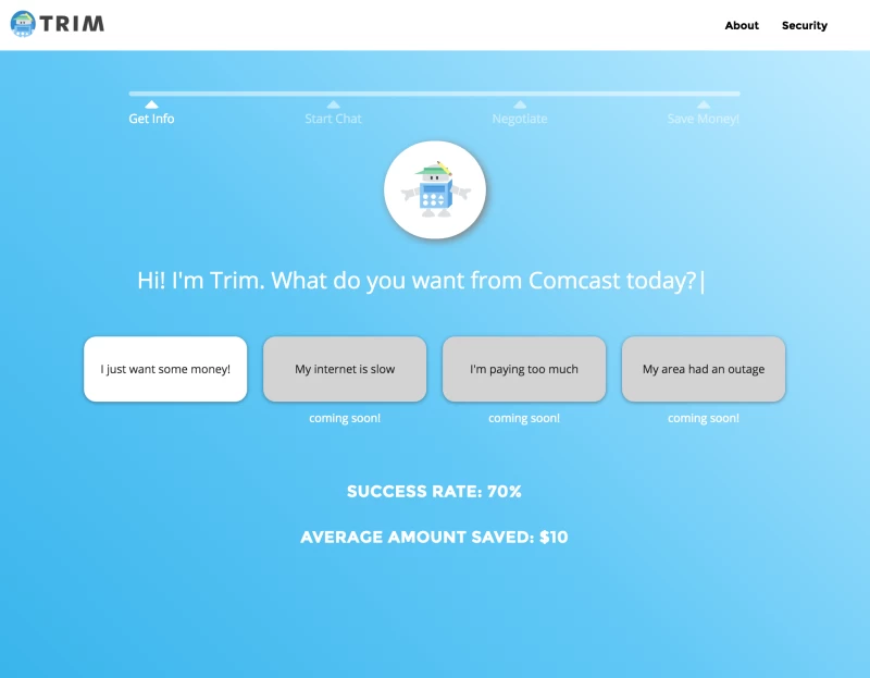 トリムのComcastチャットボットの第一歩