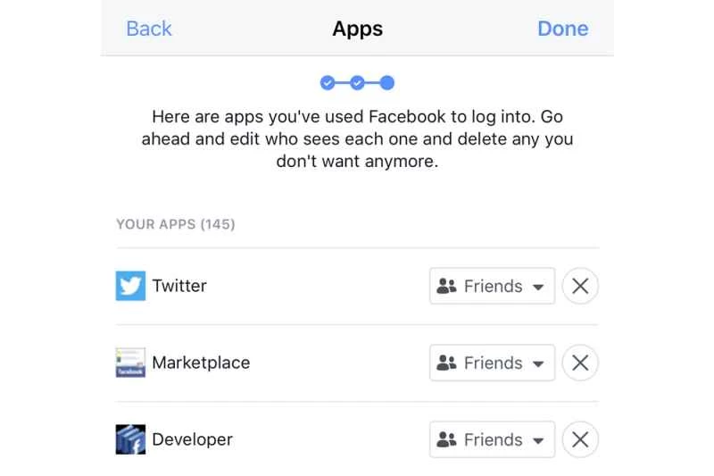 Facebookアプリのチェックイン