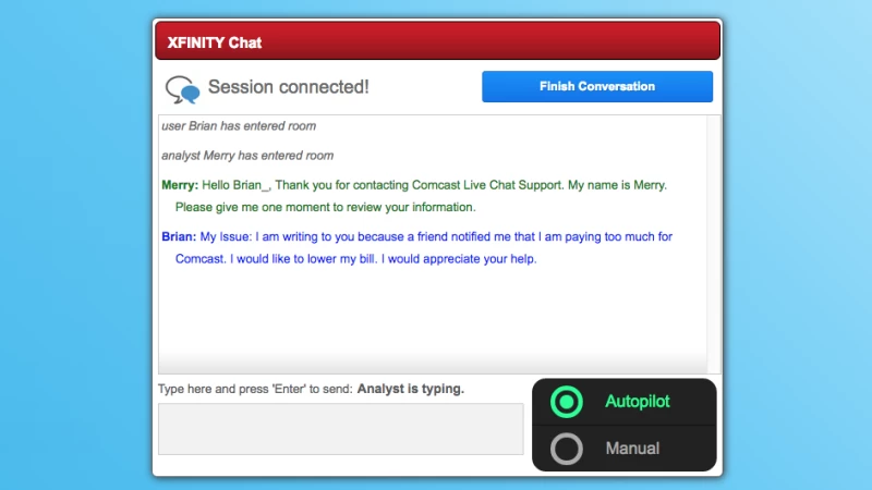 このチャットボットはComcastのカスタマーサービスに対応します