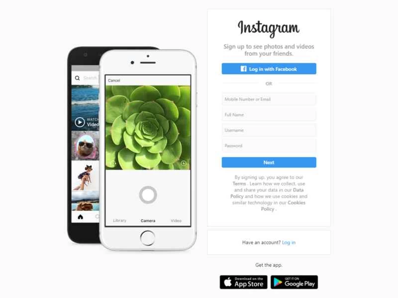 新しいInstagramアカウントのスクリーンショット