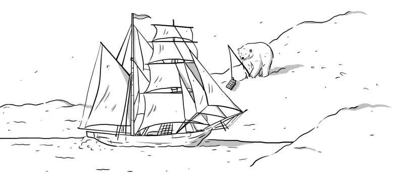 ホッキョクグマのボートの絵